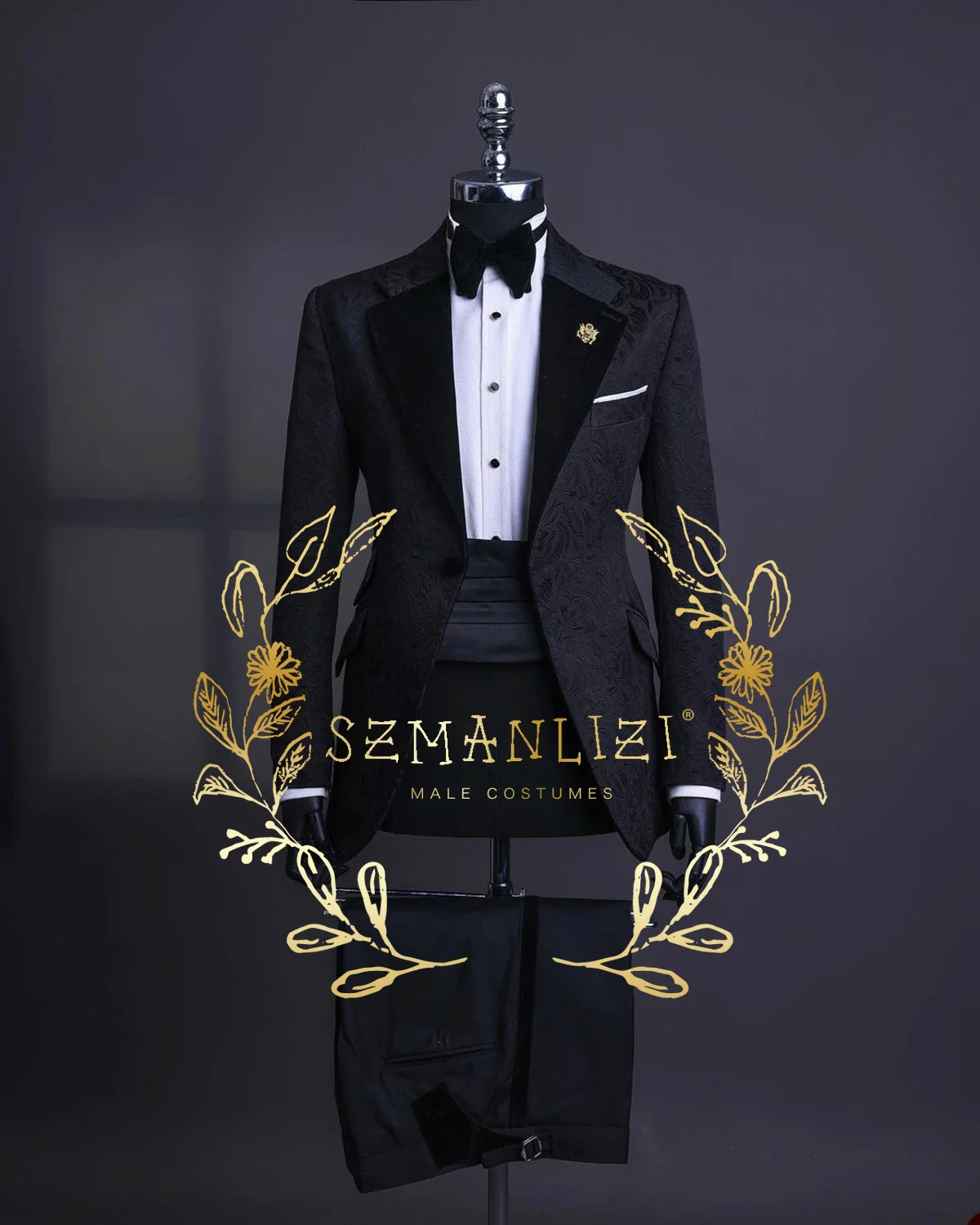 White Jacquard Men's Suits Tailored 2 Pieces Blazer Pants Velvet Lapel One Button Wedding  Party Tuxedo Slim Fit Custom Made