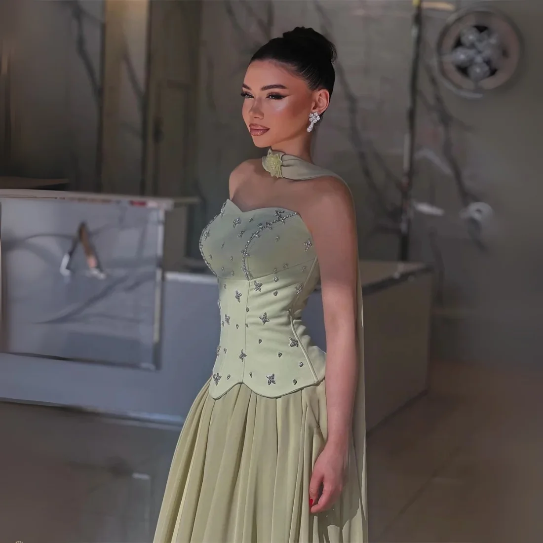 Jirocum luxo dubai vestidos de noite personalizados a linha vestido de festa de baile 2025 luxo sem alças até o chão فسات evimavera