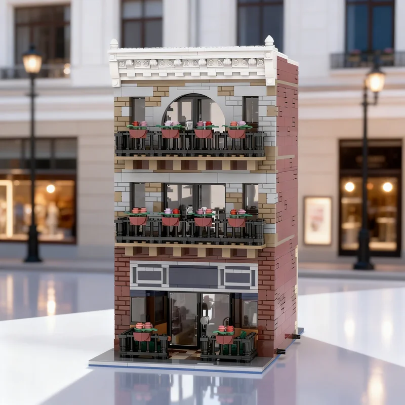 

2517 деталей MOC: Модульная модель кафе на берегу реки, конструктор, игрушка-подарок, креативный коллекционный набор для демонстрации, премиум-класс для взрослых