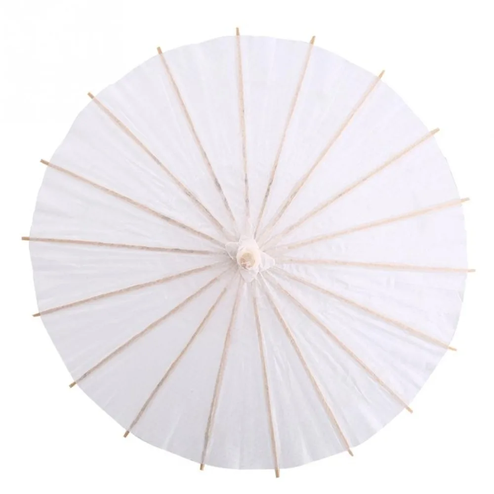 

White Long-handle Handmade Wedding Birthday Anniversary Decorative Photography Prop Painting Supplies Paper Umbrella Dance Prop