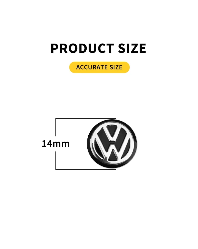 14mm Car Remote Key Sticker Aluminum Emblem Decoration Decal For Volkswagen GTI VW Polo Golf Passat Tiguan Arteon Touareg Taigo