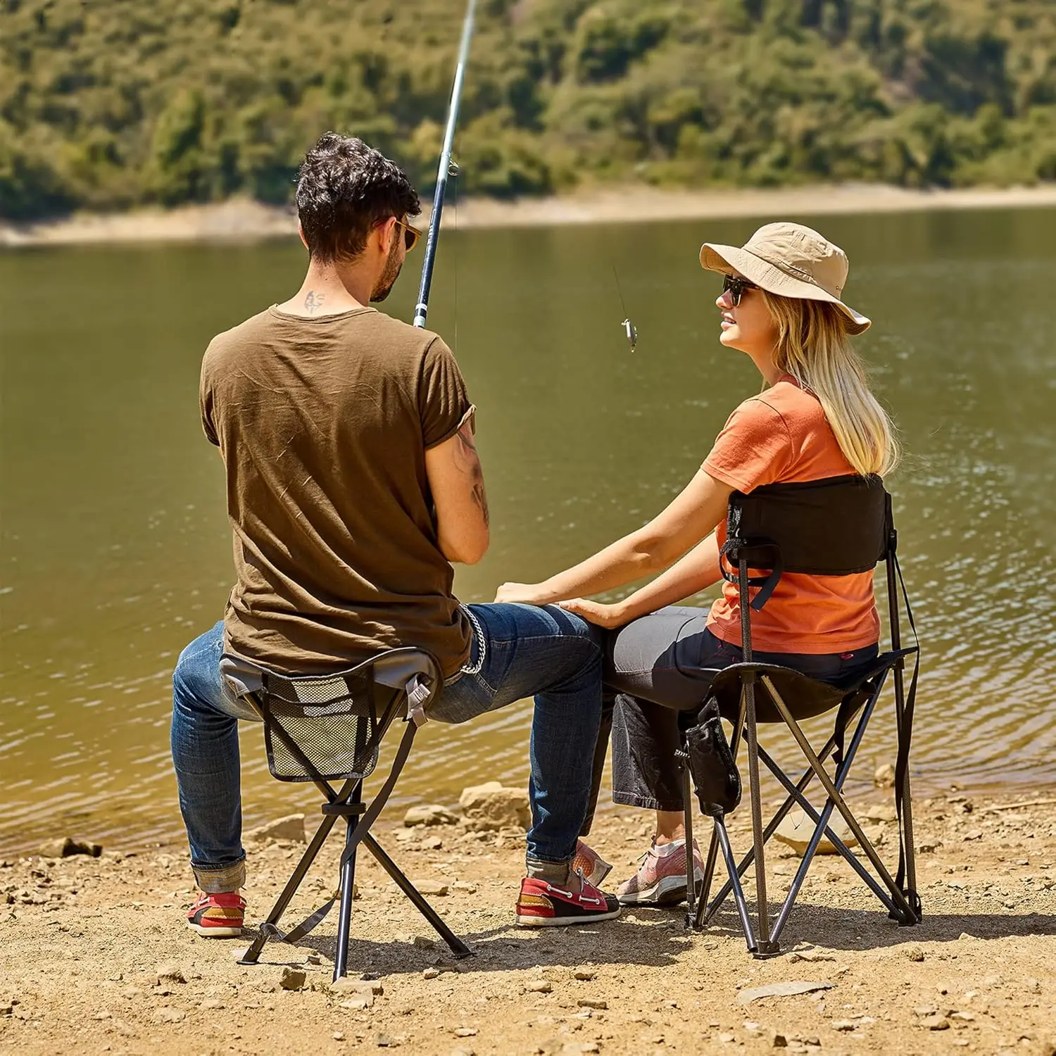 Extra Large Quick Folding Tripod Stool with Backrest for Fishing Camping and Outdoor Adventures