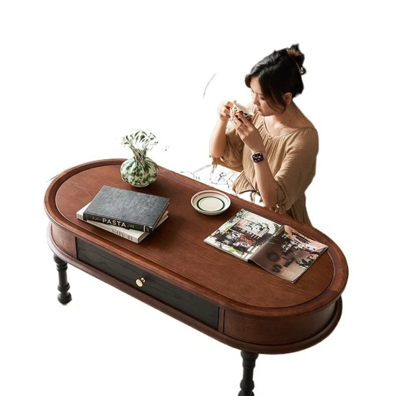 

Removable living room household oval coffee table high sense