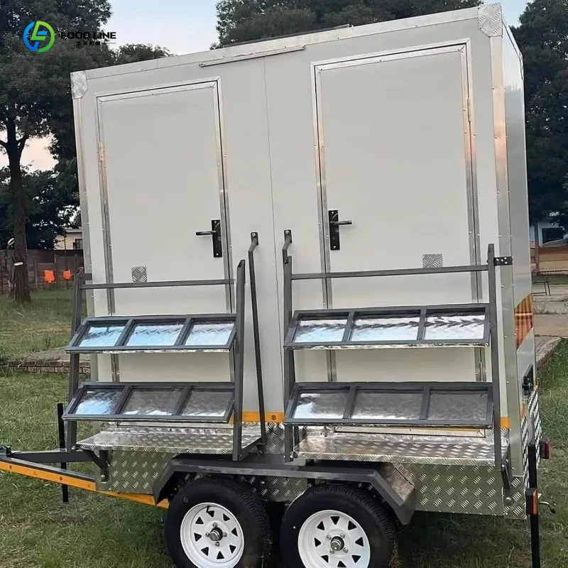 ADA Restroom Shower Trailer Heated, Portable Toilet Cooling AC System Unit, for Film Production Events Camping Sites