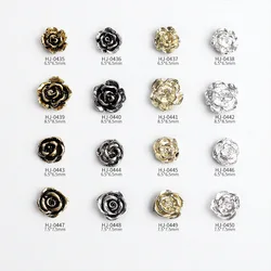 20pcs Retro Alloy Camellia Rose Metal Texture Jewelry Dark Punk Style Flower Nail Art Charms Decoration Professional Bulk Supply