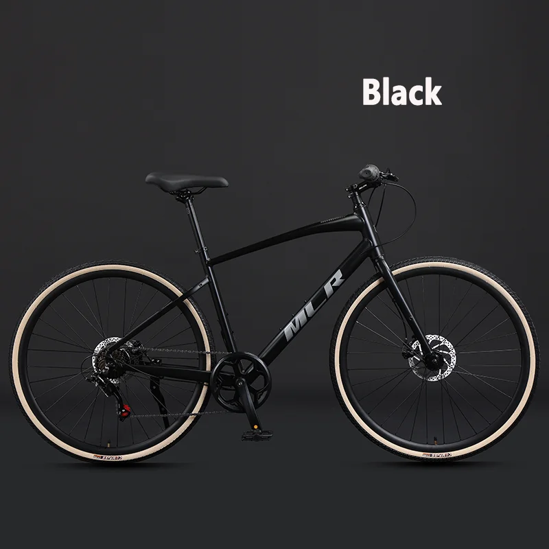 Ultra Light Bike for Adults 700C 7Speed Aluminum Alloy Gravel Road Bicycle Racing Disc Brake Oil Brake Flat Handle, Sports Bike