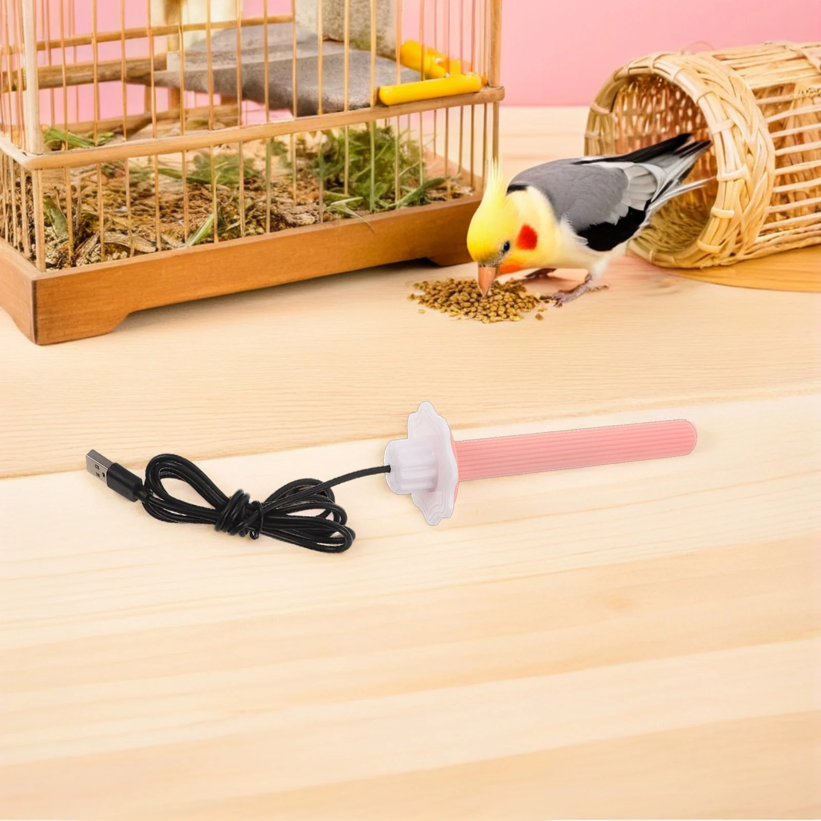 

2pcs Parrot Heated Perch Usb Powered Bird Cage Heating Stick Durable Plastic Warmth For Cockatiel Parakeet Heated Bird Perch