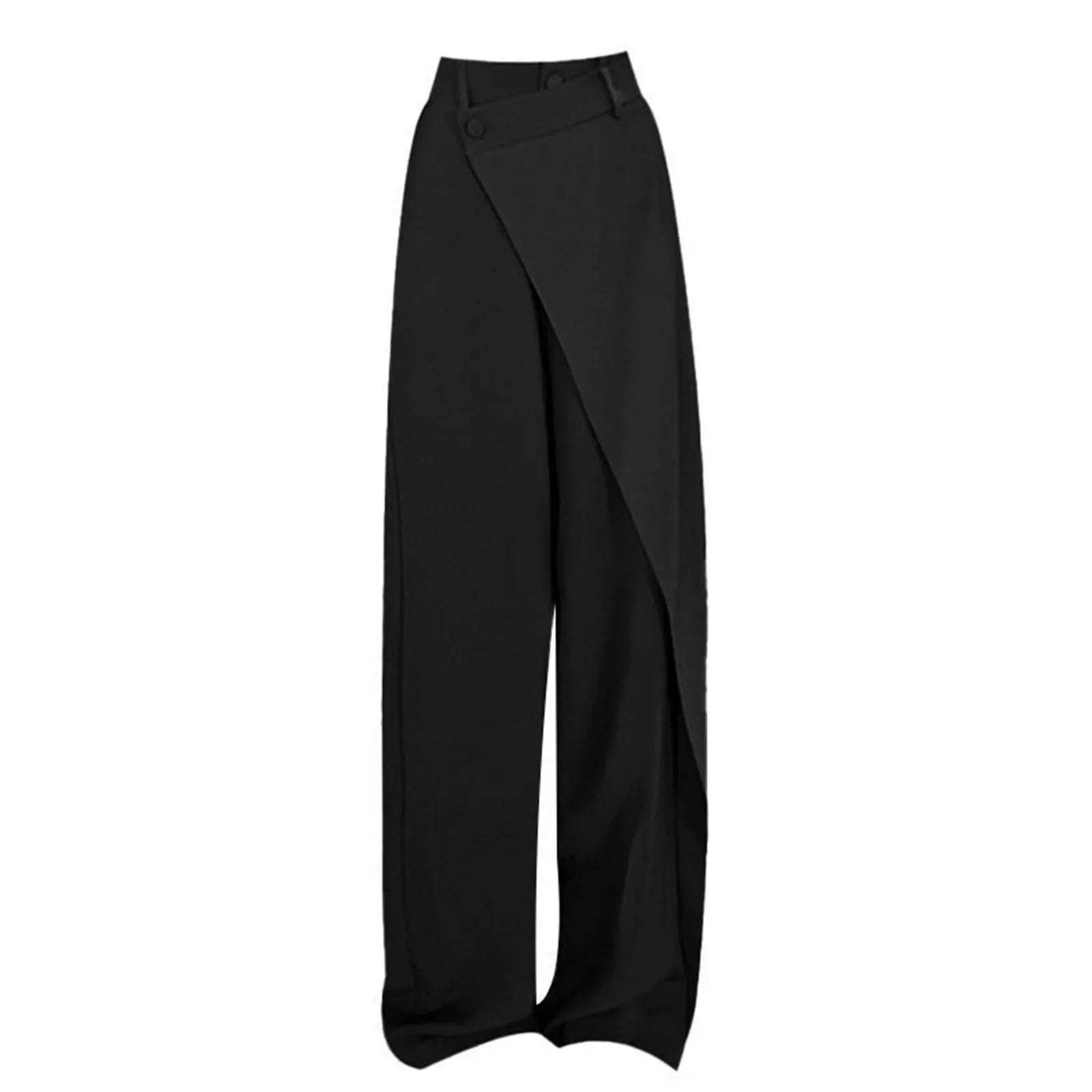 Women Pants High Waisted Wide Leg Pants Irregular Patchwork Casual  New Fashion Black Full Length Summer Straight Trousers