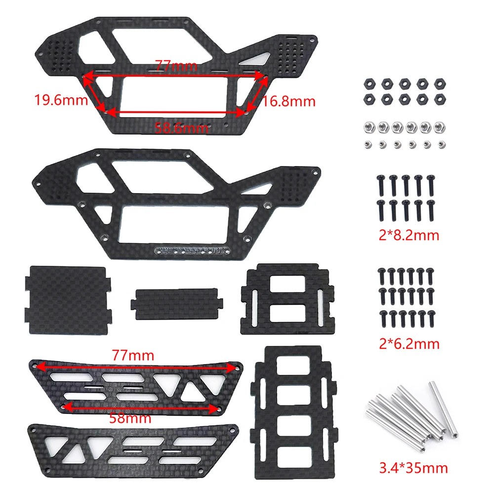 YEAHRUN Carbon Fiber & Aluminum Rock Buggy Frame Body Shell Roll Cage for Axial SCX24 Deadbolt Bronco C10 1/24 RC Crawler Car