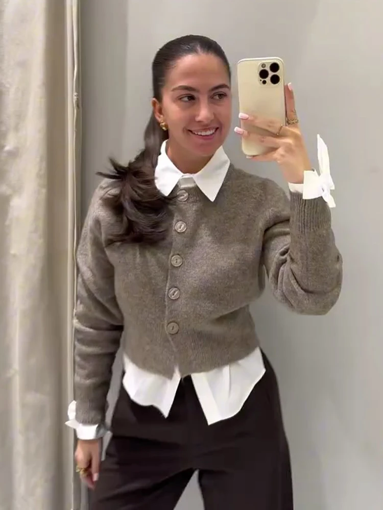 

HH женское осеннее модное вязаное однобортное однобортное пальто на пуговицах с круглым воротником, топы, женский повседневный модный кардиган с длинными рукавами