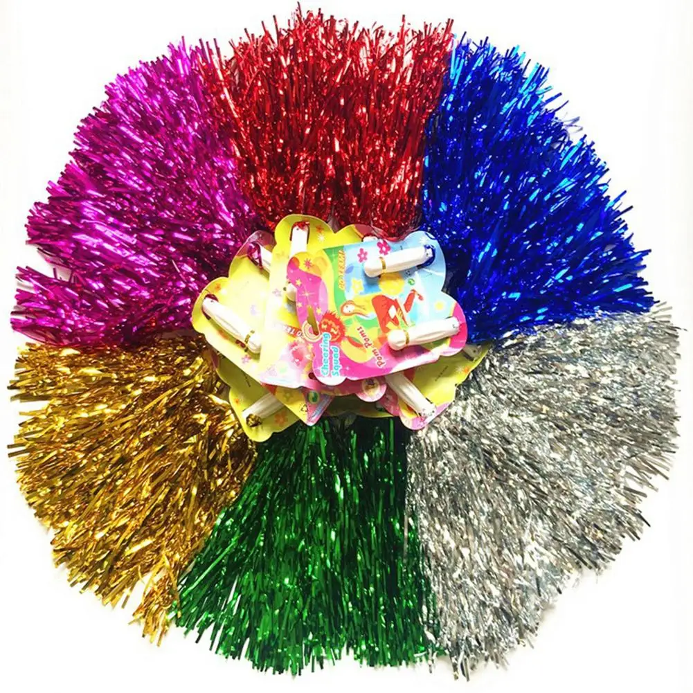 Cheerleading Pom Poms With Handle Cheer Balls Gold Yellow Pink Red Green Blue For Hand Dance Women Girl Kids Pompoms Accessories