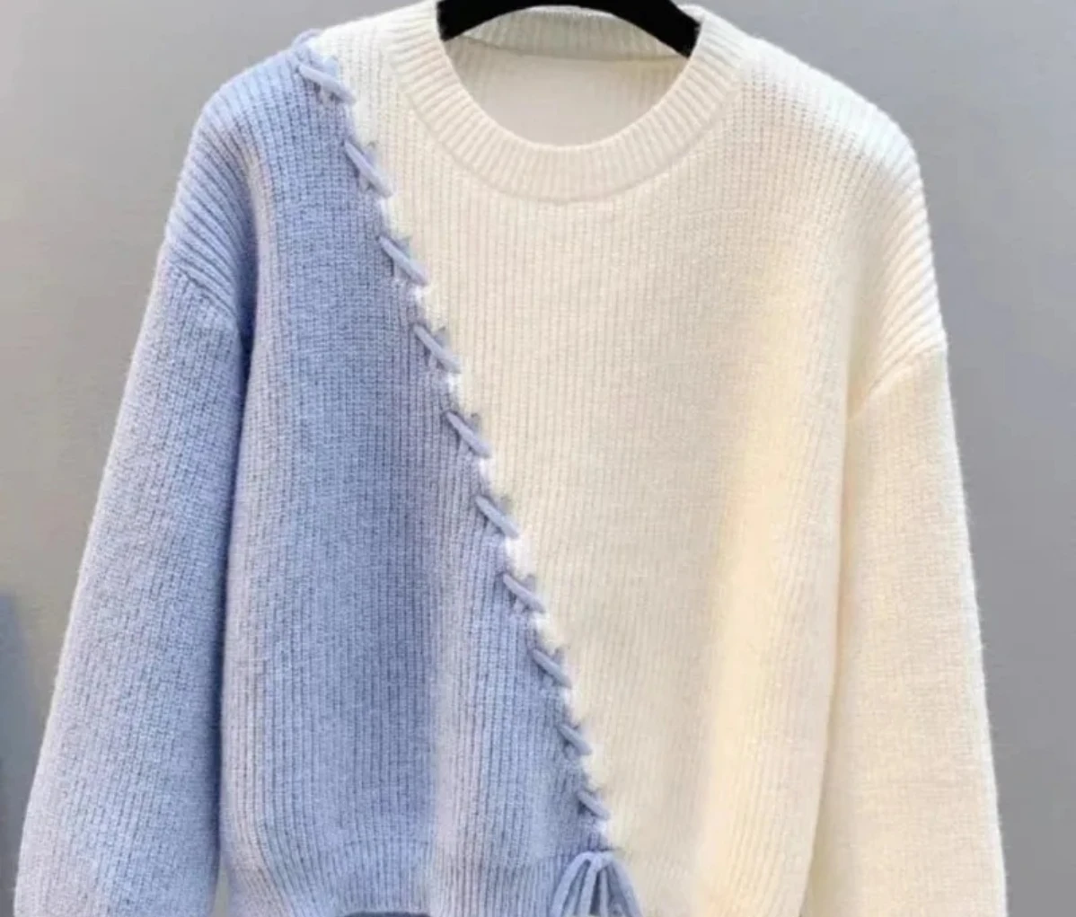 سترة نسائية فضفاضة قصيرة خارجية جديدة تحجب الألوان ورقبة دائرية سترة عصرية بأكمام طويلة #4