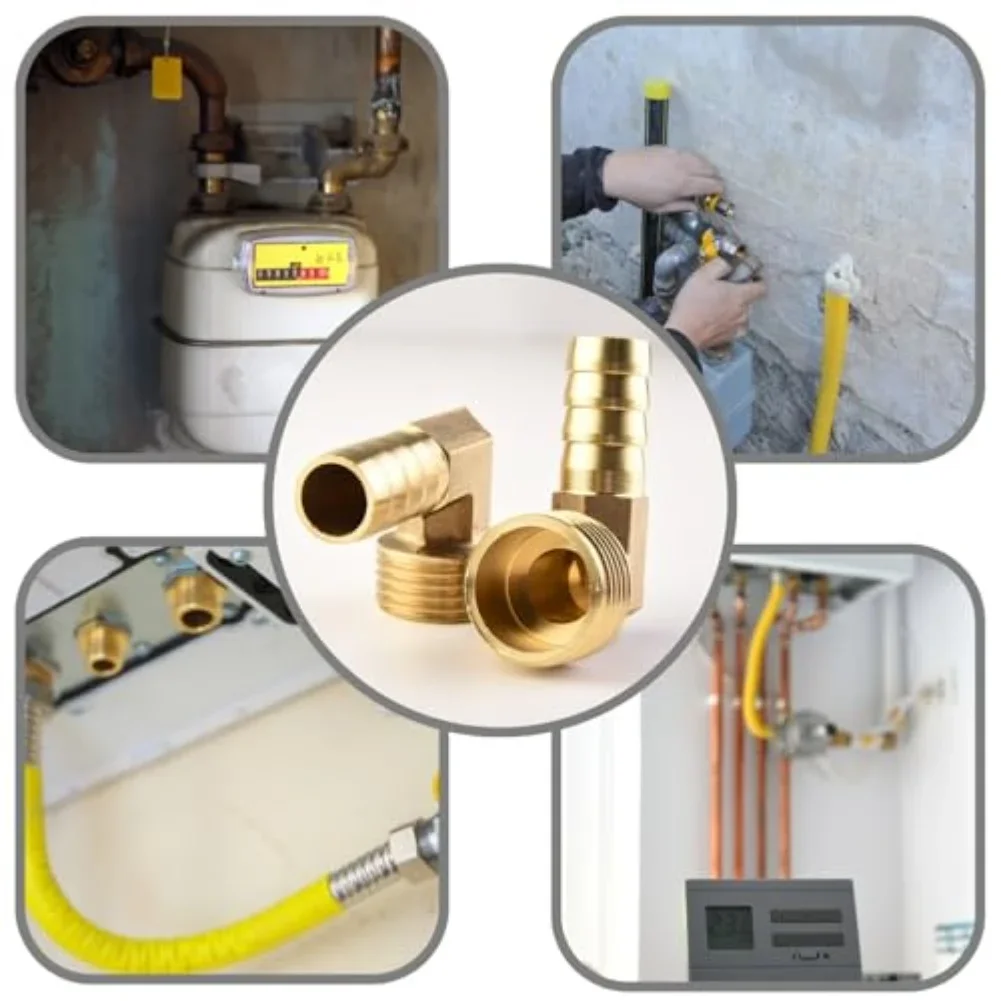 6Pcs Pipe Connectors 90 Degree Brass Hose Fittings For 10mm Inner Diameter Quick Connect Easy Install Pipe Fixtures