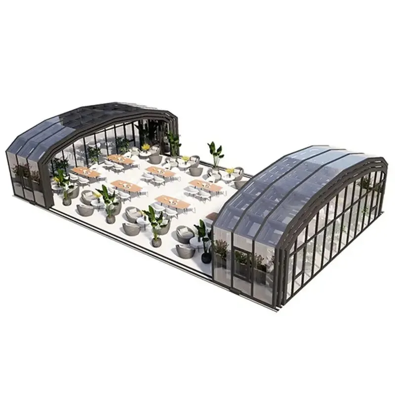 

Foldable retractable aluminum alloy sun room. It can be used for swimming pool, outdoor leisure farm and villa balcony.