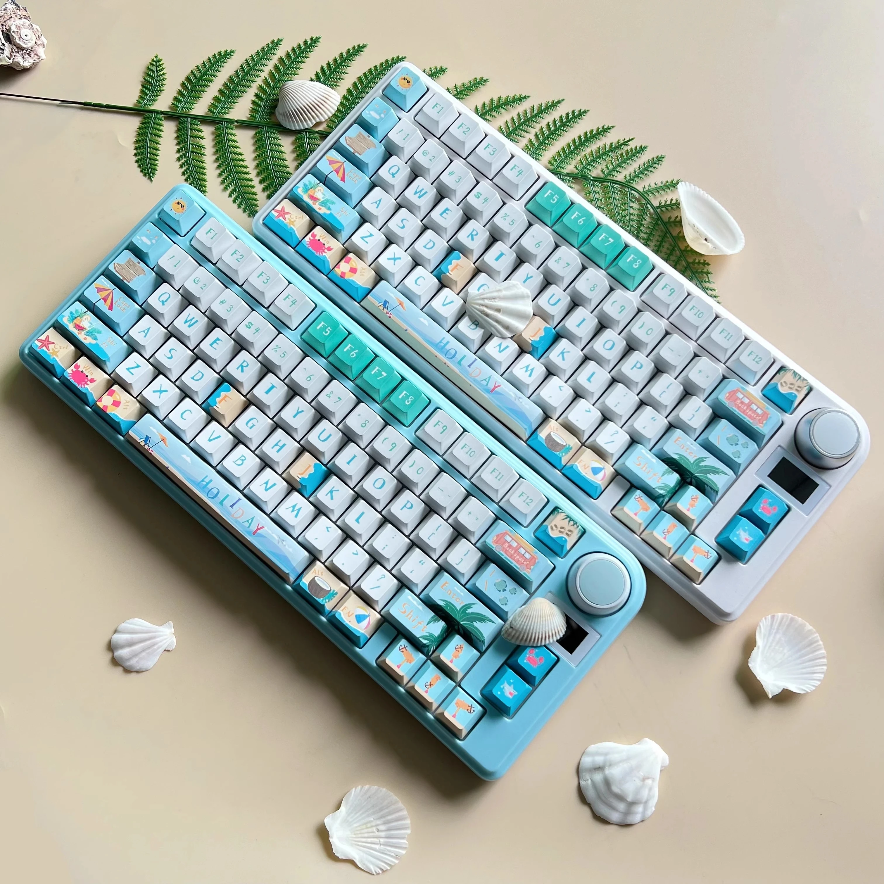 1 Set Hawaii Holiday Keycaps PBT Dye Subbed Key Caps Cherry Profile Keycap For 60 61 64 68 75 84 87 96 980 104 108 Keyboards