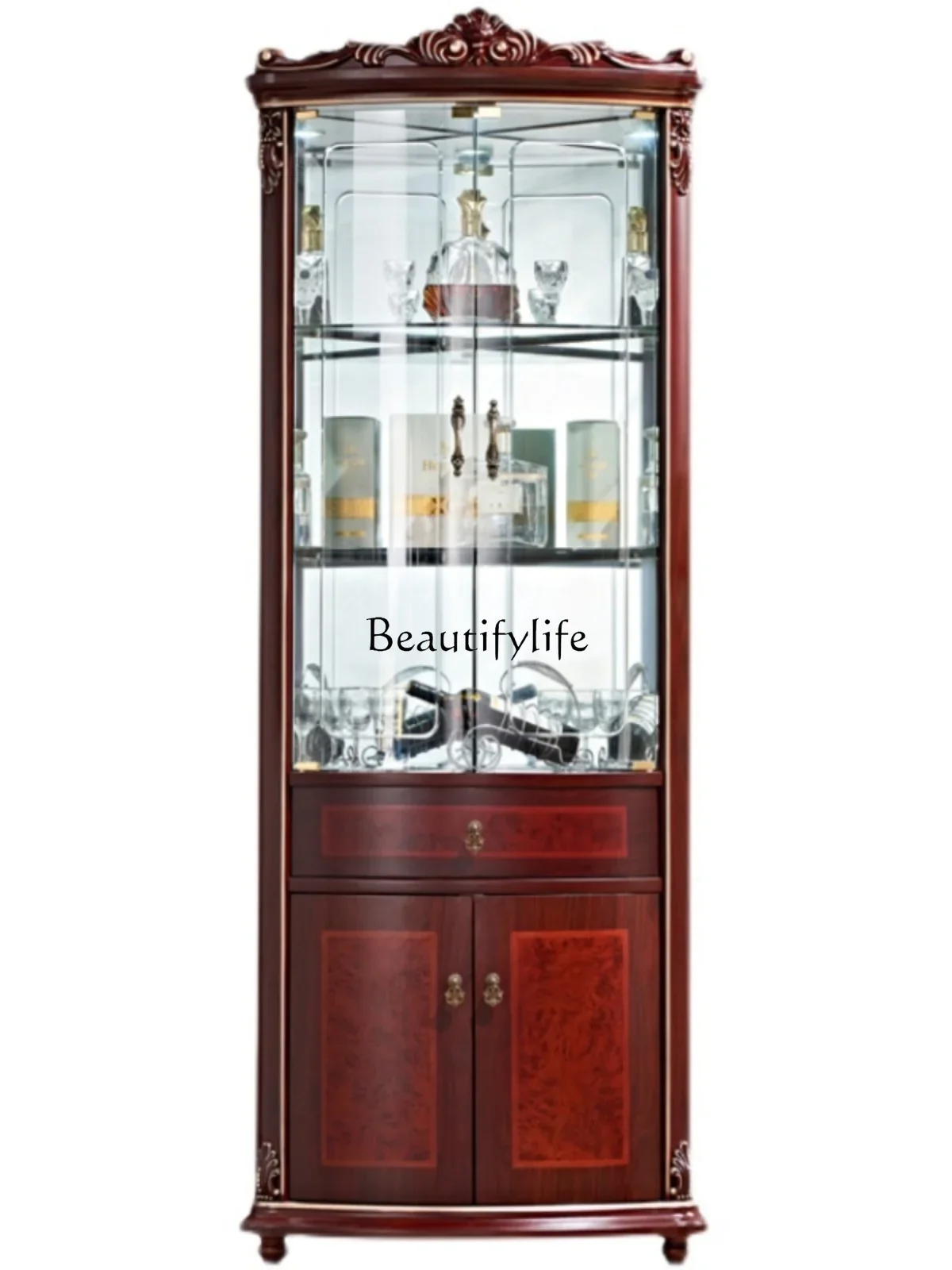 

FG28European corner cabinet Living room simple glass triangular corner wine cabinet