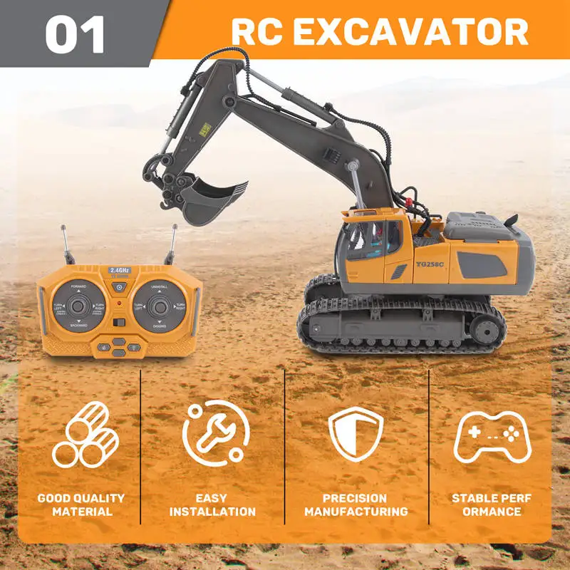 2.4G اللاسلكية RC حفارة التحكم عن بعد مركبة يتم التحكم بها عن بُعد شاحنة زاحفة لودر أطفال بالريموت كنترول لعب للأطفال