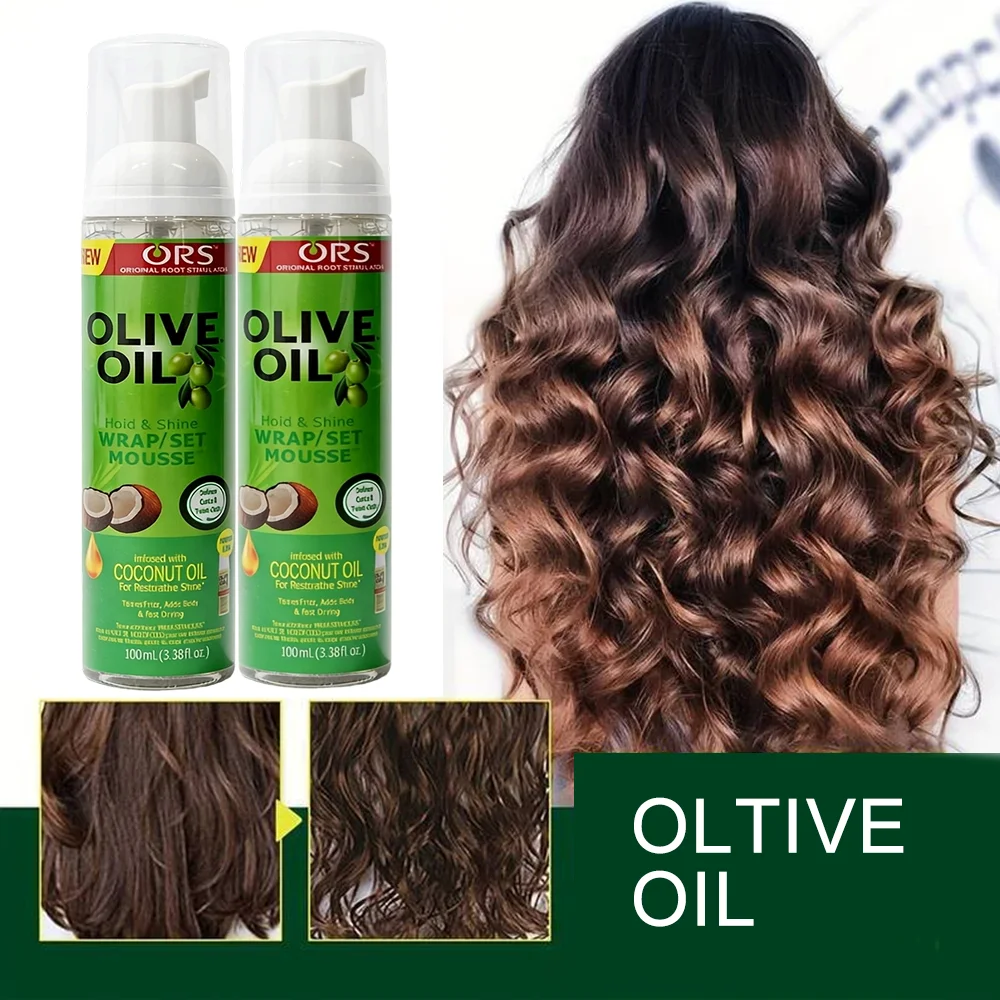 Mousse para Cabelos Cacheados 100ml com Forte Fixação e Óleo de Oliva, Espuma Modeladora Anti-Frizz para Mulheres
