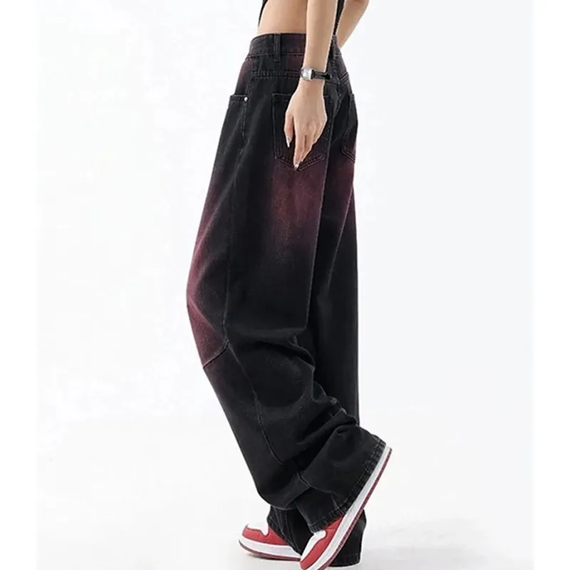 Amerikaanse Vrouwen Grote Maat 5XL Cowboy Broek 2025 Dame Hoge Taille Wijde Pijpen Jeans Herfst Winter Vrouwelijke Rechte Denim Pantalons