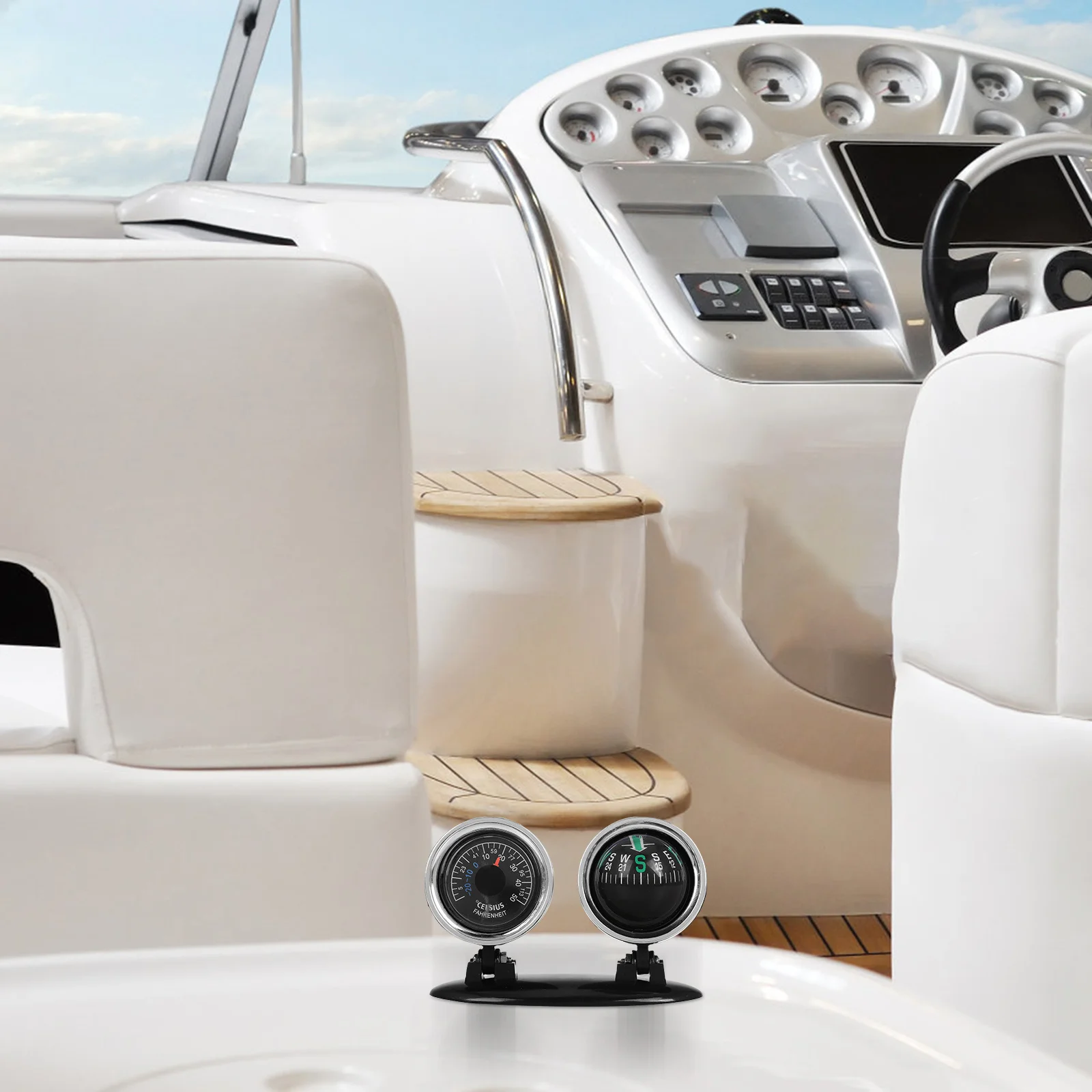 

2-In-1 Adjustable Dashboard Compass For Car Truck Boat Vehicle Mount Automotive Compass Ball Navigation Tool Dual Function