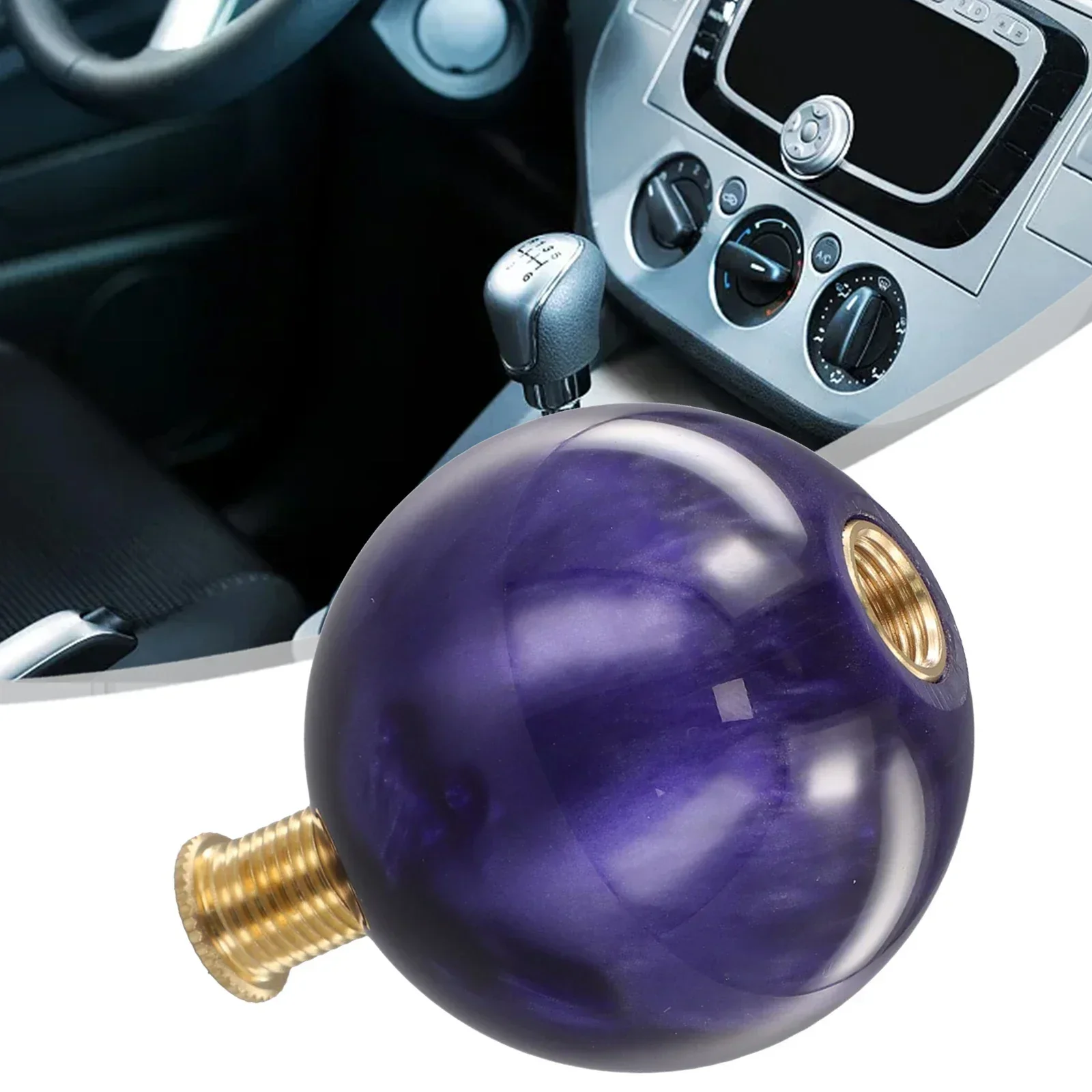 Lever Shifter Shift Knob With 3x Adapters Purple 1 Pc 54mm All-metal Threads Billiard-Ball Manual 5 Speed 1 Pack