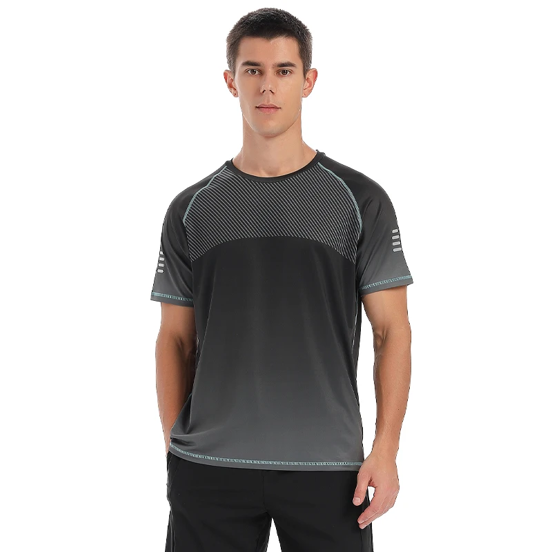 Sports Sport Sleeves Running Fitness Training Printing Breathable Quck Dry Gradient Tee Fashion Slim Outdoor Compression Tee