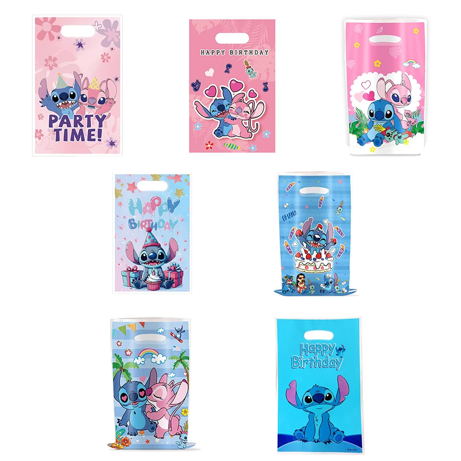 1 juego/10 unidades de bolsas de regalo para fiestas Lilo&Stitch, bolsas de regalo, bolsas para dulces, suministros para fiestas de cumpleaños, bolsas pequeñas muy prácticas y exquisitas