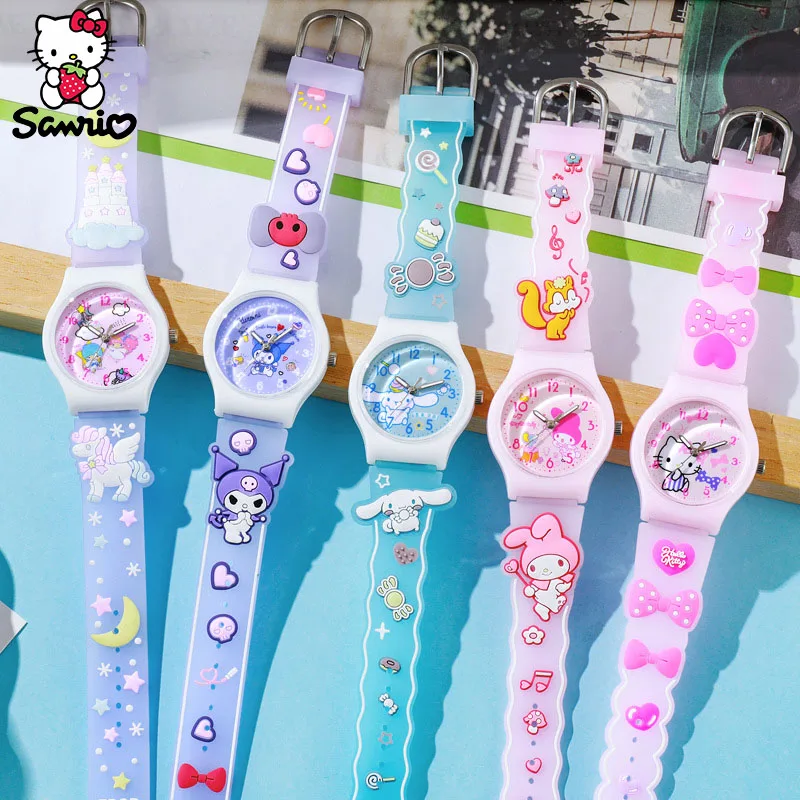 Sanrio Wrist Watch Cinnamoroll Quartz Watchband Y2K Hello Kitty Waterproof Watch Kuromi Clock My Melody Girl Gift Kid Anime Toy