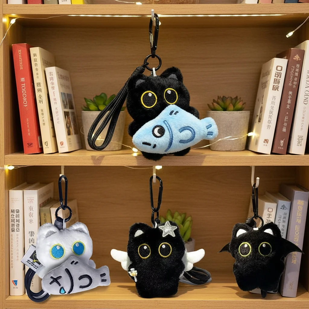 

Новый 10 см милый черный кот плюшевая игрушка кукла маленький кулон брелок мультяшная кукла игрушка кулон брелок сумка орнамент 2025