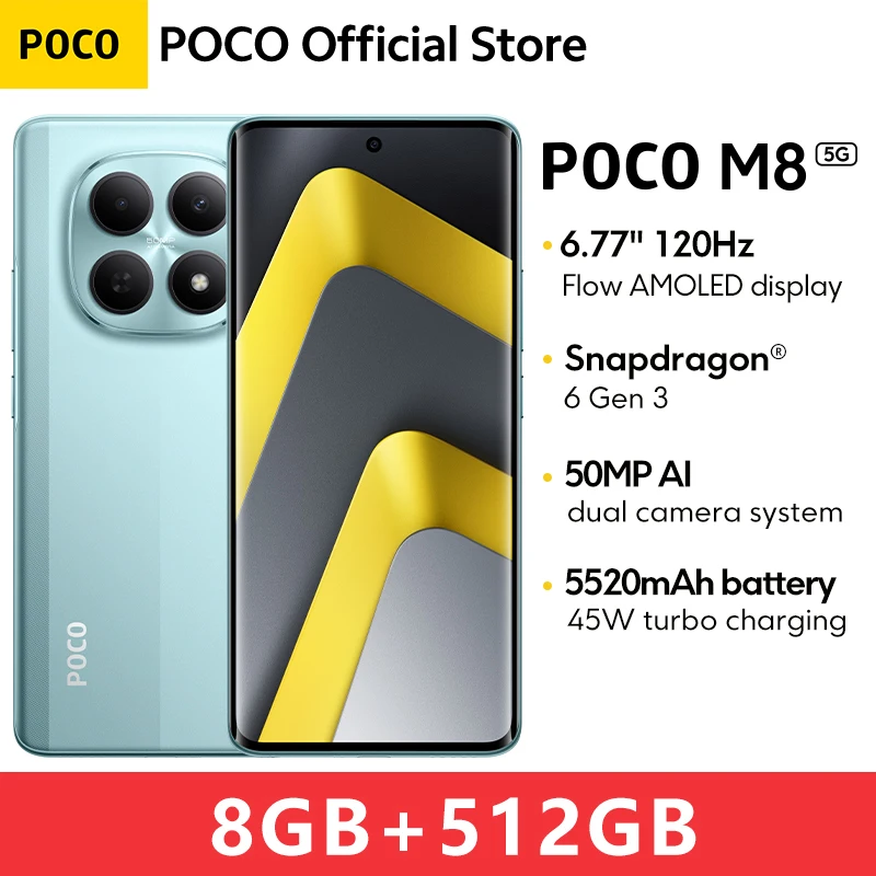 Global Version POCO M8 5G Smartphone 256GB 512GB Snapdragon® 6 Gen
