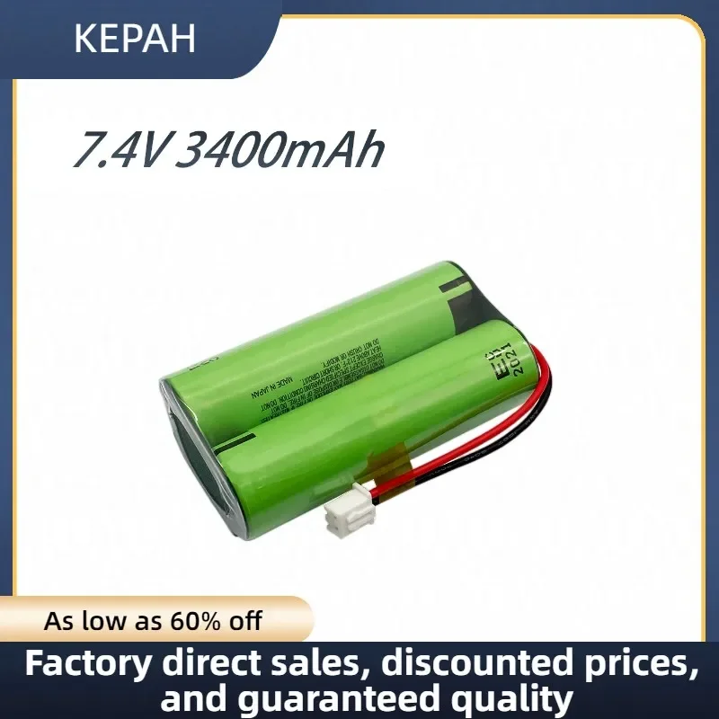 18650 3400mAh lithium batteries 7.4v 18650 li-ion rechargeable battery with wires and JST -XH 2Pconnector