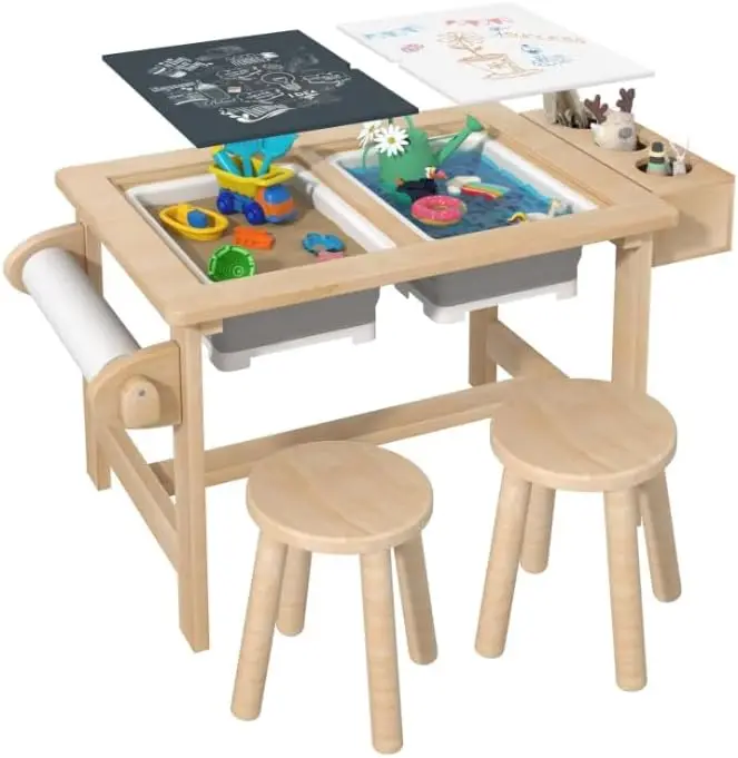 طاولة حسية للأطفال الصغار ، لوح على الوجهين ، طاولة بن للأطفال ، هدايا أعياد الميلاد للأولاد والبنات ، صندوقان #1