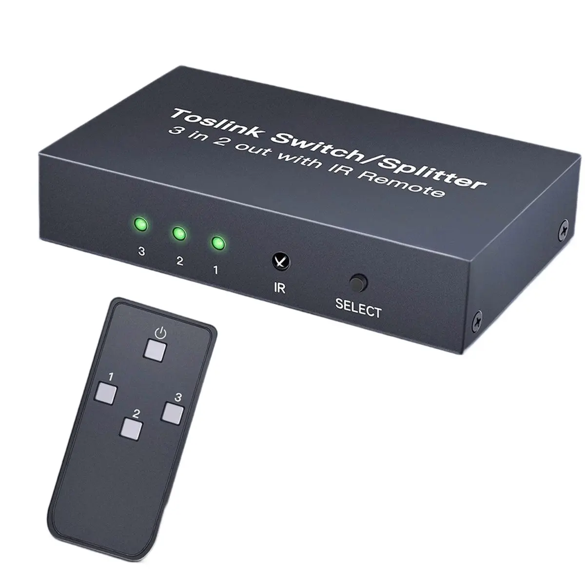 DT75BG Digital Fiber Optic Audio Distributor/Switcher 3 in 2 Out with IR Infrared Remote Control 3x2 Fiber Optic Switcher
