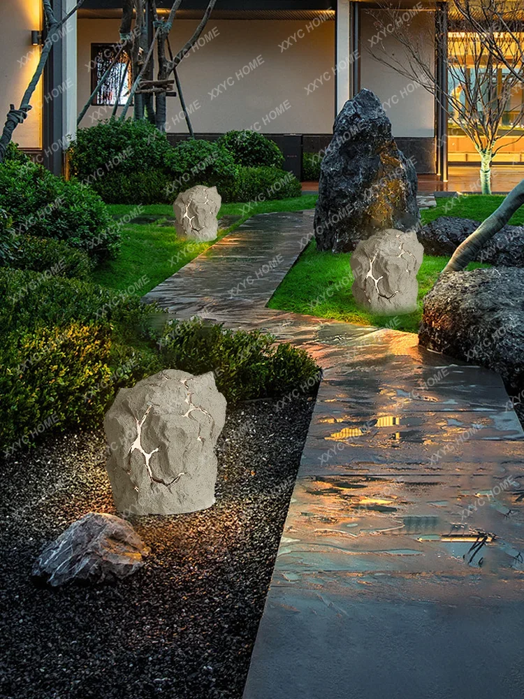 Outdoor Lawn Lamp Waterproof Grass Garden Lamp Landscape Lamp Park Light Resin Natural Imitation Mountain Fake Stone New