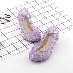 Children Girls Princess Shoes Low Heel Sandals Kids Soft Non-slip Party Wedding Dress Shoes Breathable Dance Flat Shoes