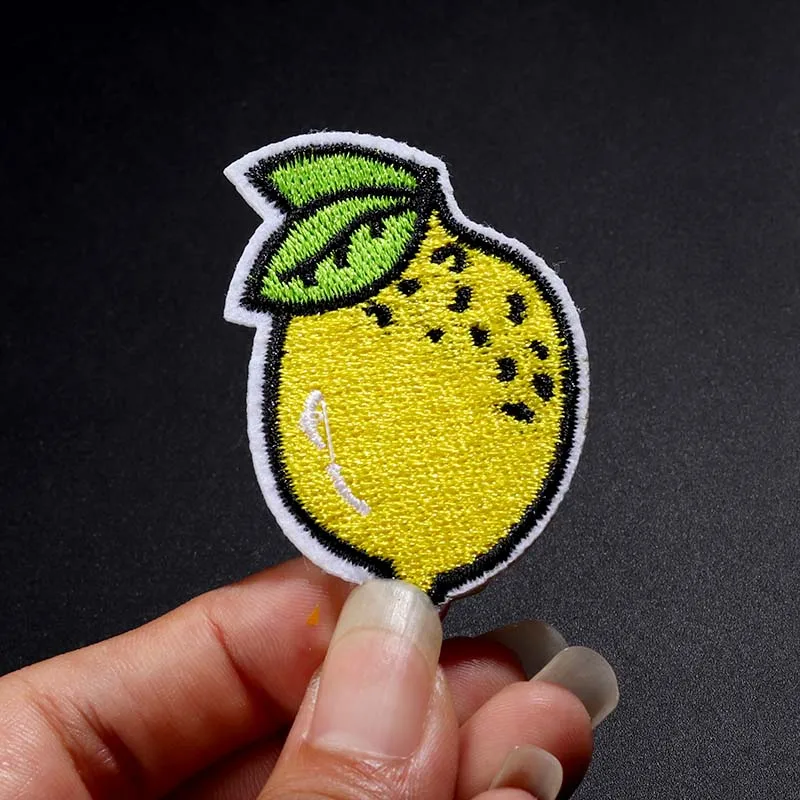 lemon (Size:5*3.7cm) Embroidered Patch Iron on Sewing Applique Cute Patch Fabric Clothes Shoes Bag DIY Decoration