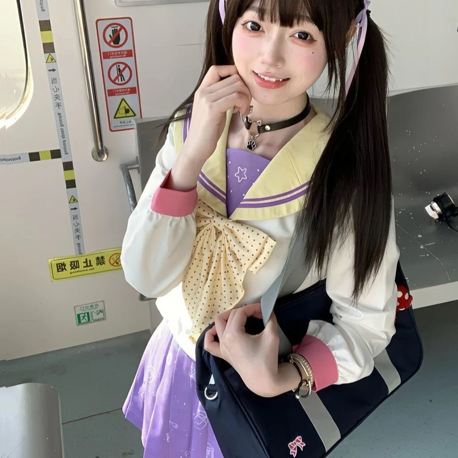 Japanese-style JK Sailor Uniform, Academic-inspired, Waist-cinching, Student-look Outfit Set
