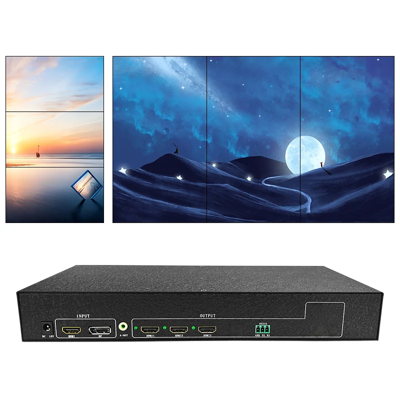 

4K Video Wall Controller 1in 3out Ultra HD Supports DP Point-to-Point Input For HDMI 1.4+DP1.2 Multi Screen Splicing Box