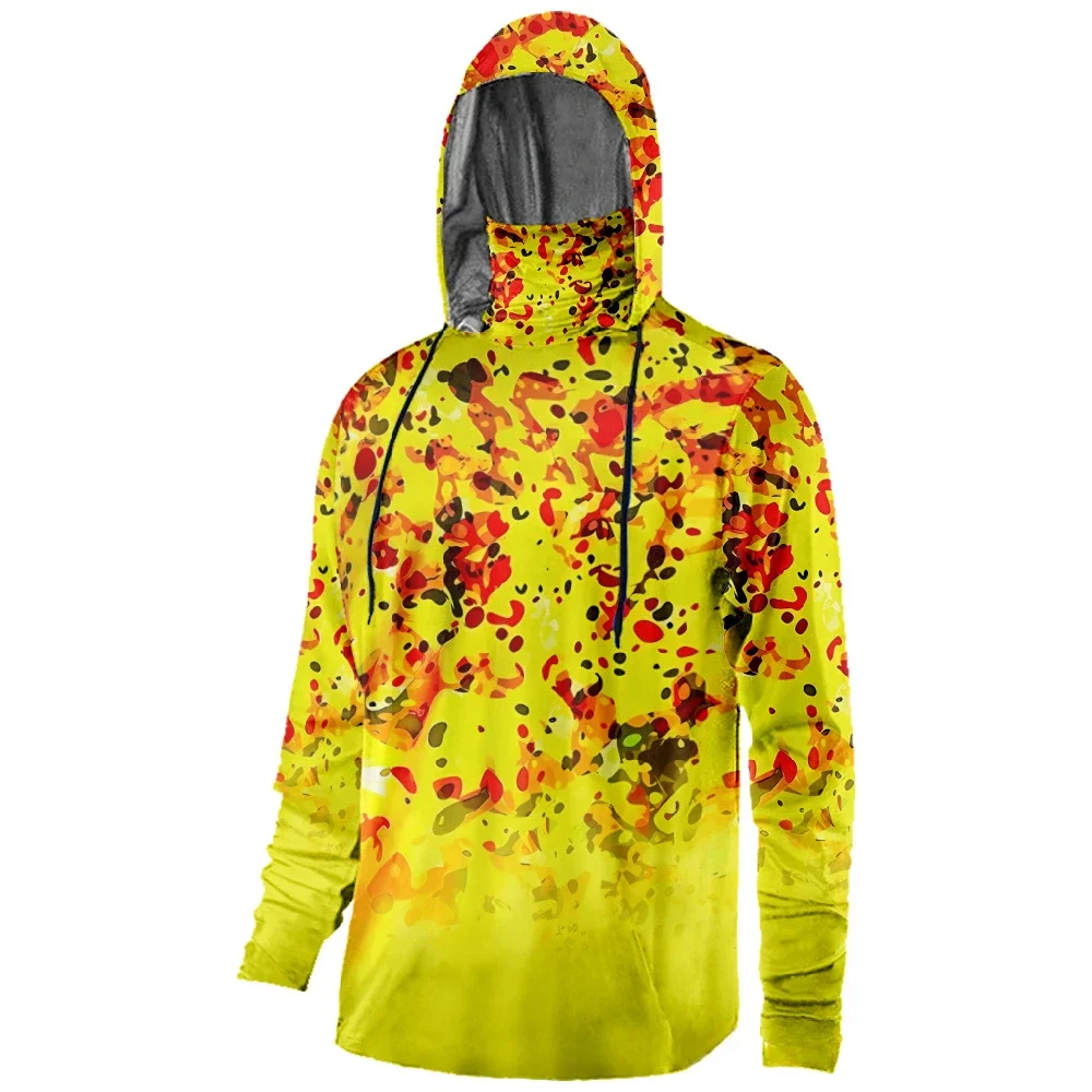 Men Fishing Clothes Multicolor Art Graphics Printed Sun Protection Mask Hoodies Outdoor Sports Breathable Sport Hoody