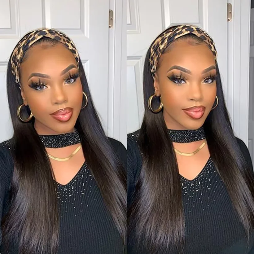 Headband Wig Human Hair Bone Straight 180% Density Full Machine Made Peruvian Human Hair Wigs For Black Women Easy to Wear Daily Style - view 4