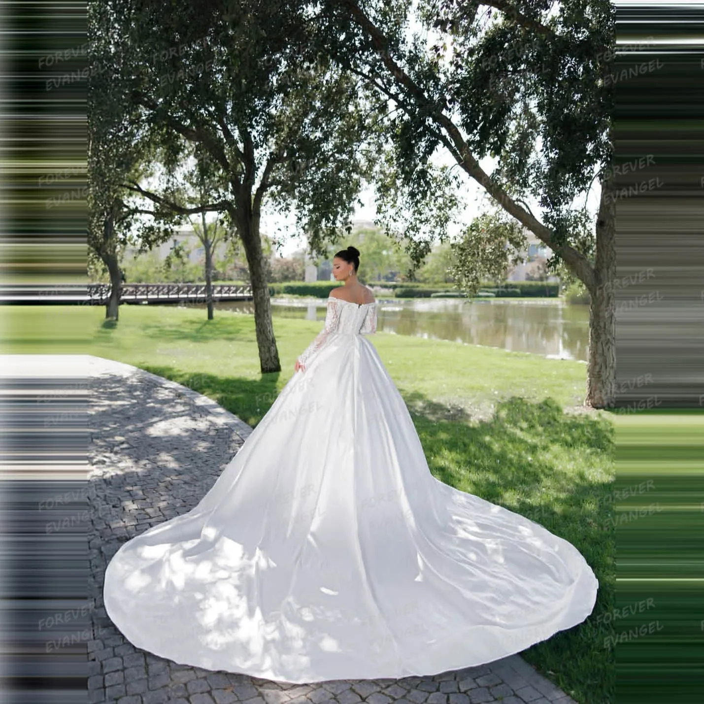 Vestidos De Novia De satén De encaje sencillo para mujer, Vestidos De Novia sexis De manga larga con tren De barrido De satén, Vestidos De Novia personalizados 2026