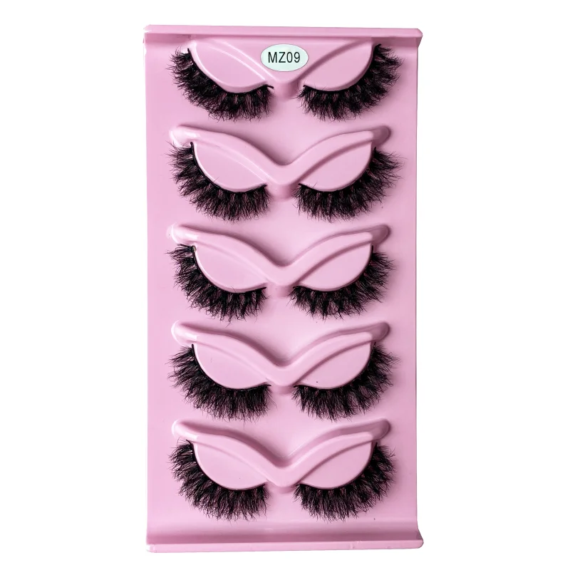 1/scatola 5 paia di ciglia 3D ciglia finte naturali Fluffy Soft Cross 5 paia di ciglia Manga Wispy Natural Eyelash Extension Makeup