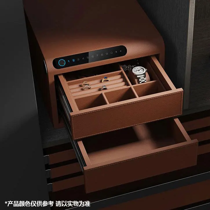 Home Smart Small Drawer Safe Fingerprint Password Leather Safe