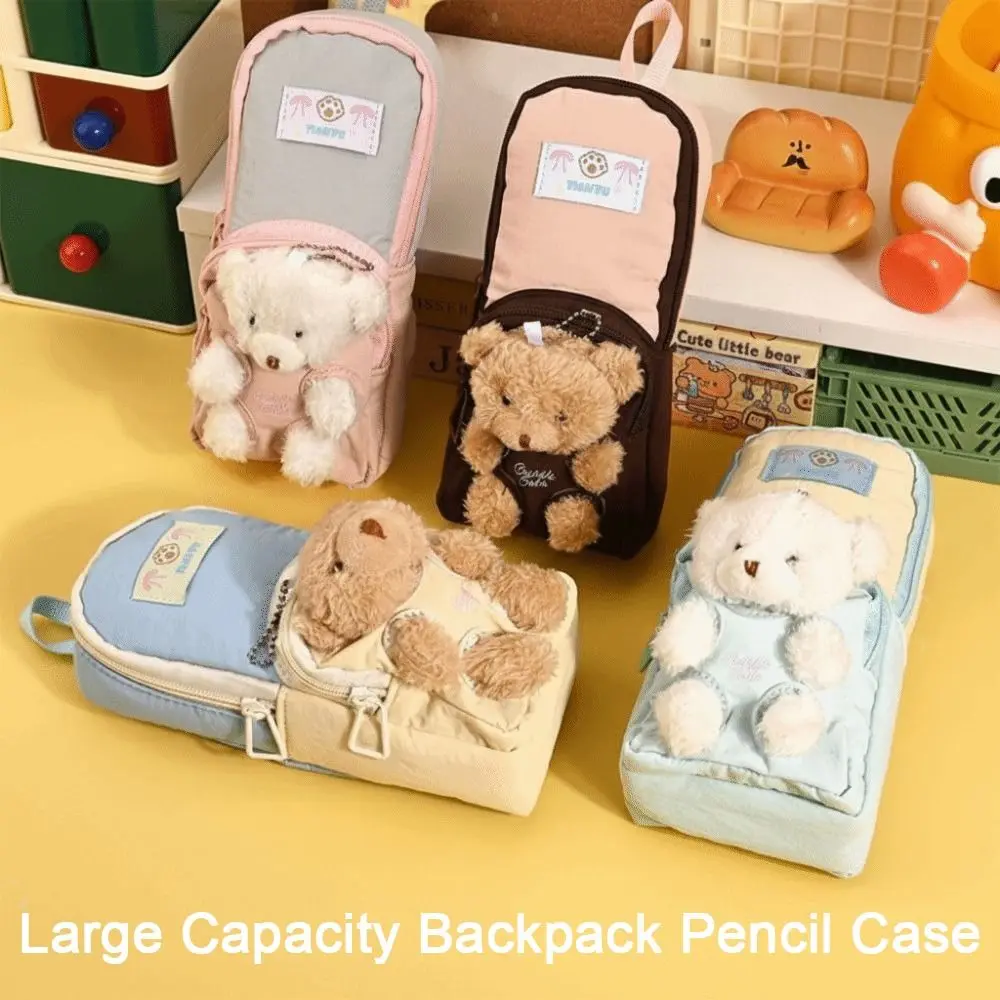 

Large Capacity Bear Pencil Case Durable Zipper Bear Print Pencil Pouch Aesthetic Style Cartoon Design Pencil Bag