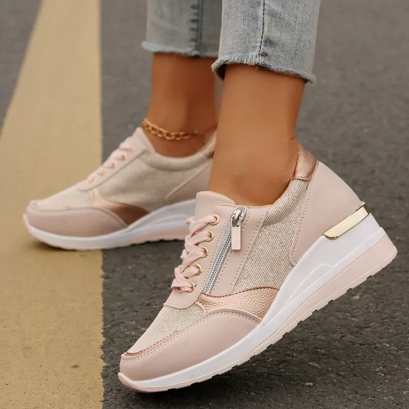 

New Slope Heel Women Shoes Spring Autumn Large Size Slope Heel Casual Shoes Outdoor Women's Vulcanized Shoes Casual Sneakers