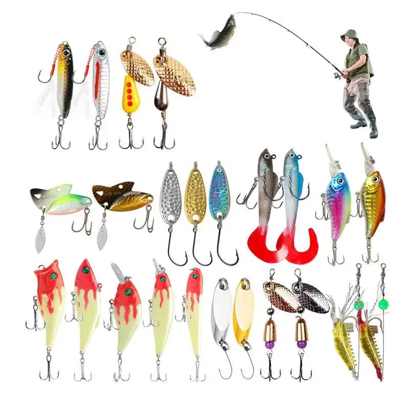 Advent Calendar Toy 24pcs Trout Spinner Lures Fishing Kit Christmas Countdown Calendar Topwater Fishing Lures for Saltwater