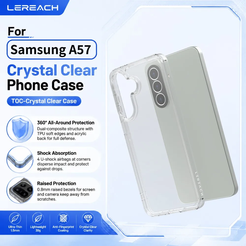 Transparent Case  For Samsung Galaxy A57 Camera Protection Raised Edge Anti-Fingerprint CA1000