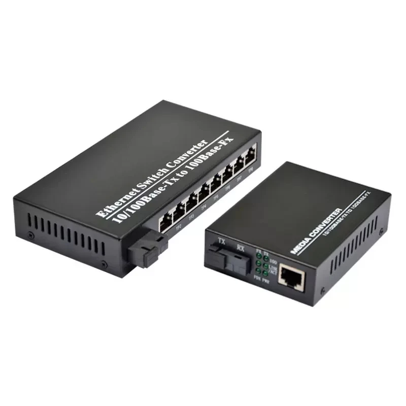 Fiber optic media converter htb-3100 + 8 ports RJ45 Ethernet switch, FTTH 10/100m, 25km, 1PCs