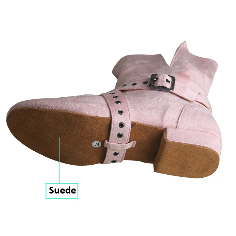 Wedopus 28 Colors Customized Heel Salsa Dance Boots Pink Suede Short Boots for Dance Warm Up Dance Shoes Ankle Boot