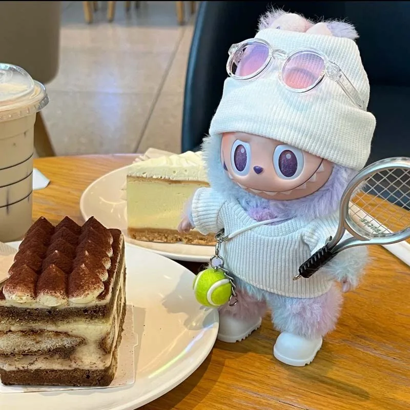 Labubu Doll Clothes Outfit Accessories Tennis Racket for 15-17cm Labubu Idol Dolls Clothes Hat Set Clothing Labubu Accessories